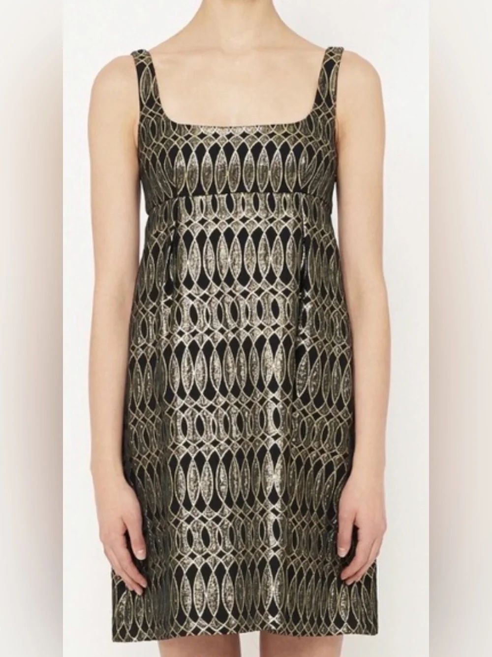 Milly Black and Gold Jacquard Mini Dress size 4
